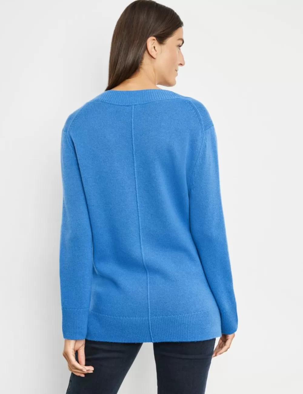 GERRY WEBER Dlugi Sweter Z Glebokim Wycieciem W Serek I Domieszka Kaszmiru Fashion