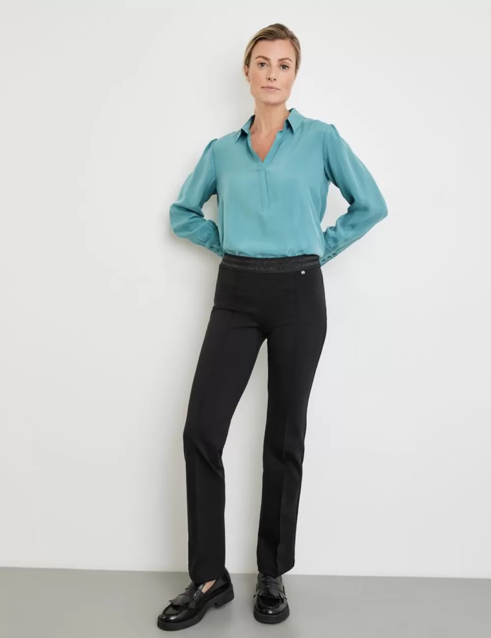 GERRY WEBER Elastyczne Spodnie Slim Fit Flared Z Elastycznym Pasem I Lureksem New