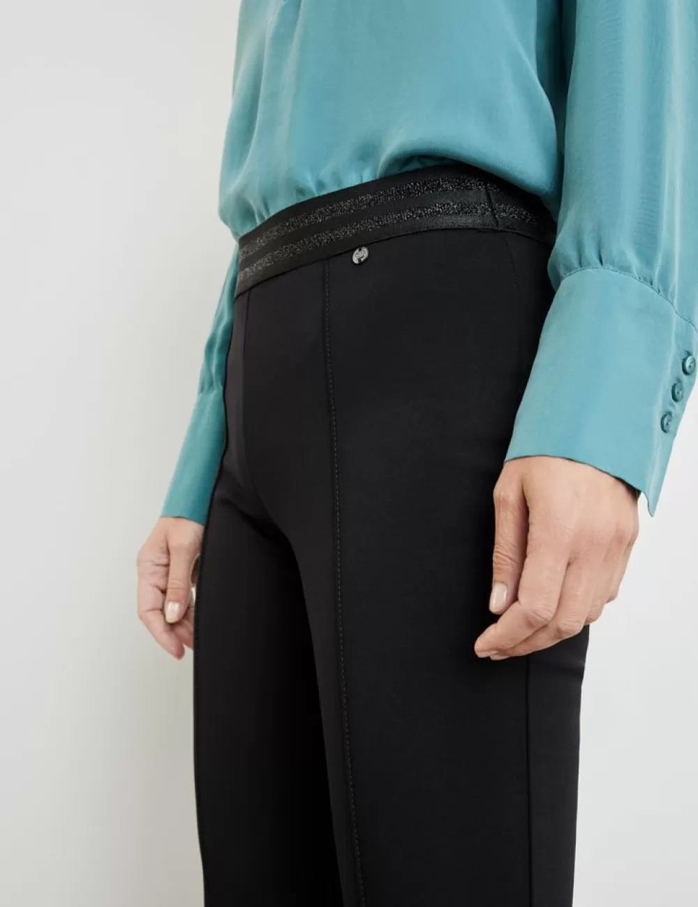 GERRY WEBER Elastyczne Spodnie Slim Fit Flared Z Elastycznym Pasem I Lureksem New