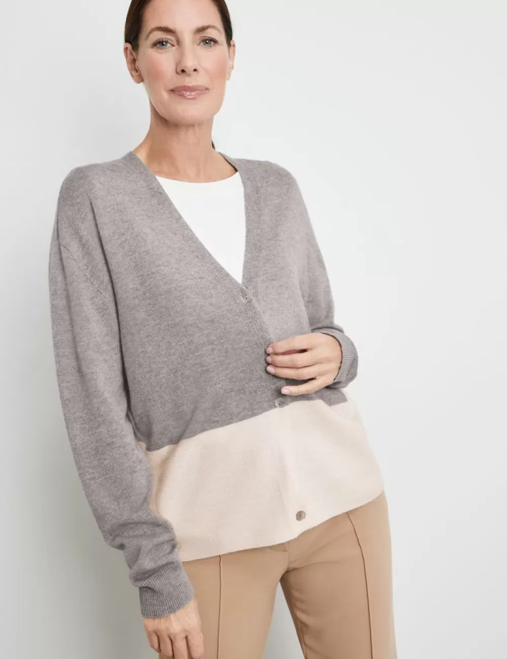 GERRY WEBER Kardigan W Bloki Kolorow Z Dzianiny O Roznych Splotach Sale