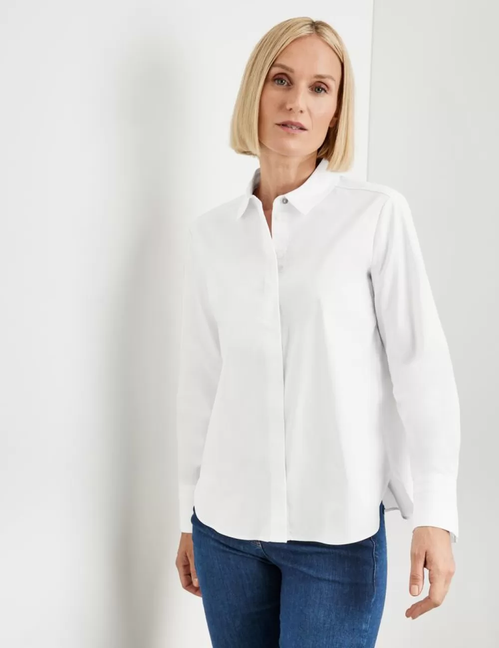 GERRY WEBER Koszulowa Bluzka Z Kryta Listwa Guzikowa I Paseczkami Przy Rekawach Outlet