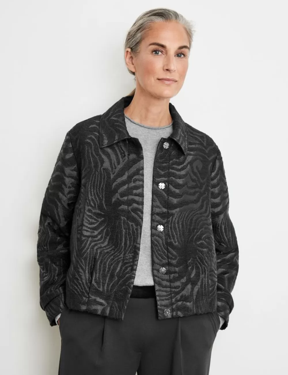 GERRY WEBER Kurtka Marynarkowa Z Zakardowym Wzorem I Kolnierzem Flash Sale