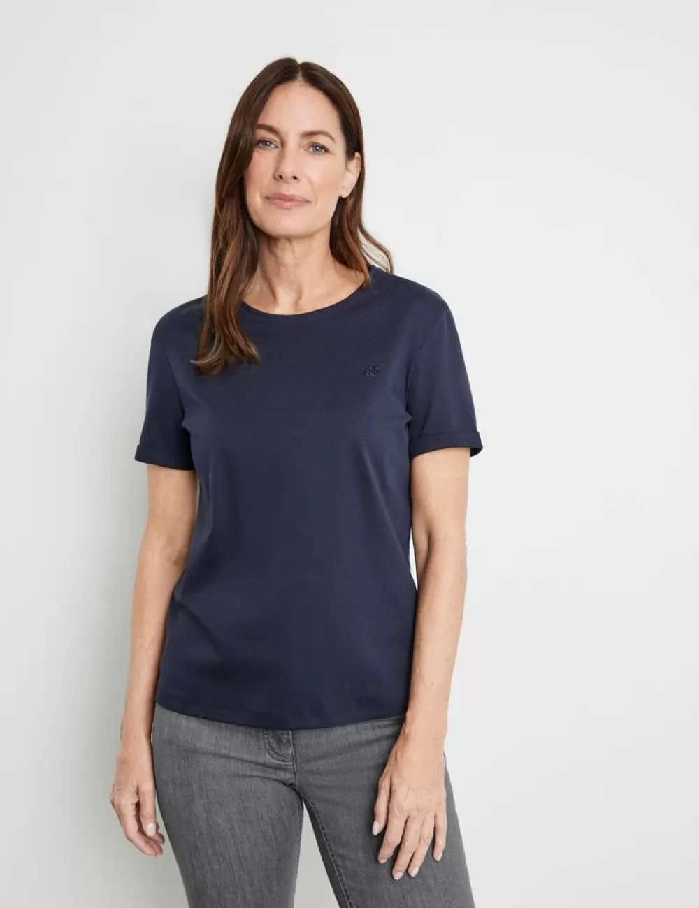 GERRY WEBER Prosty T-Shirt Z Haftowanym Logo Fashion