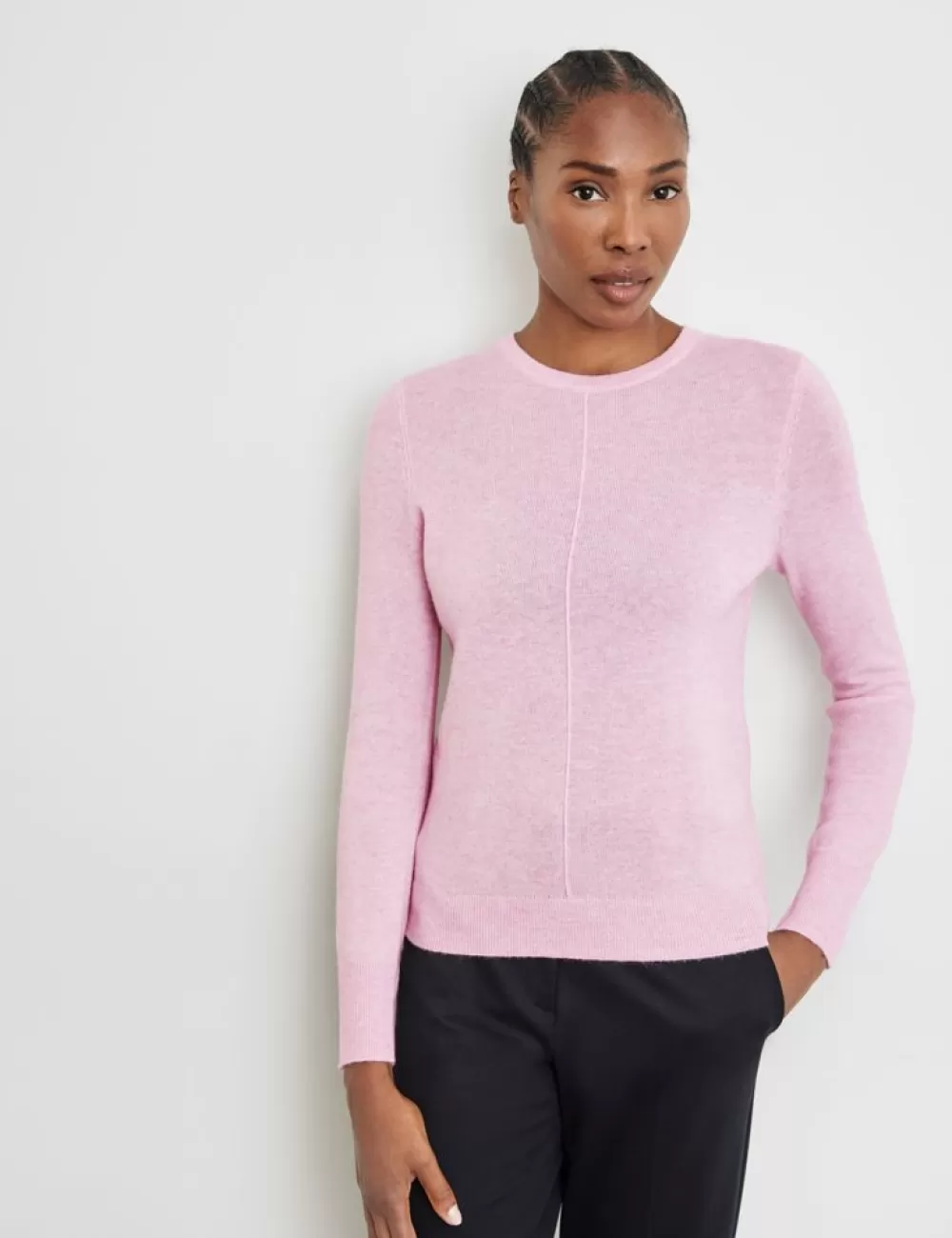 GERRY WEBER Sweter Z Dlugim Rekawem Z Pionowa Zaszewka I Domieszka Kaszmiru Store