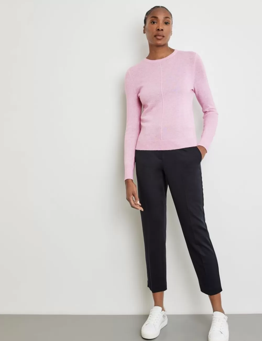 GERRY WEBER Sweter Z Dlugim Rekawem Z Pionowa Zaszewka I Domieszka Kaszmiru Store