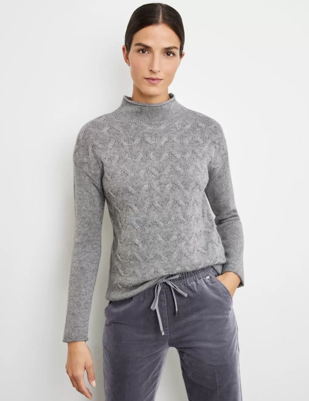 GERRY WEBER Sweter Z Fakturalnej Dzianiny Z Domieszka Kaszmiru Outlet