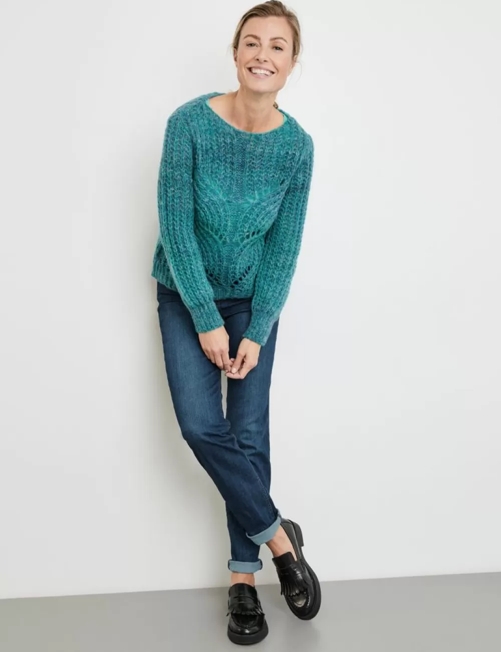 GERRY WEBER Sweter Z Grubym Wzorem W Warkocze, Z Domieszka Welny Shop