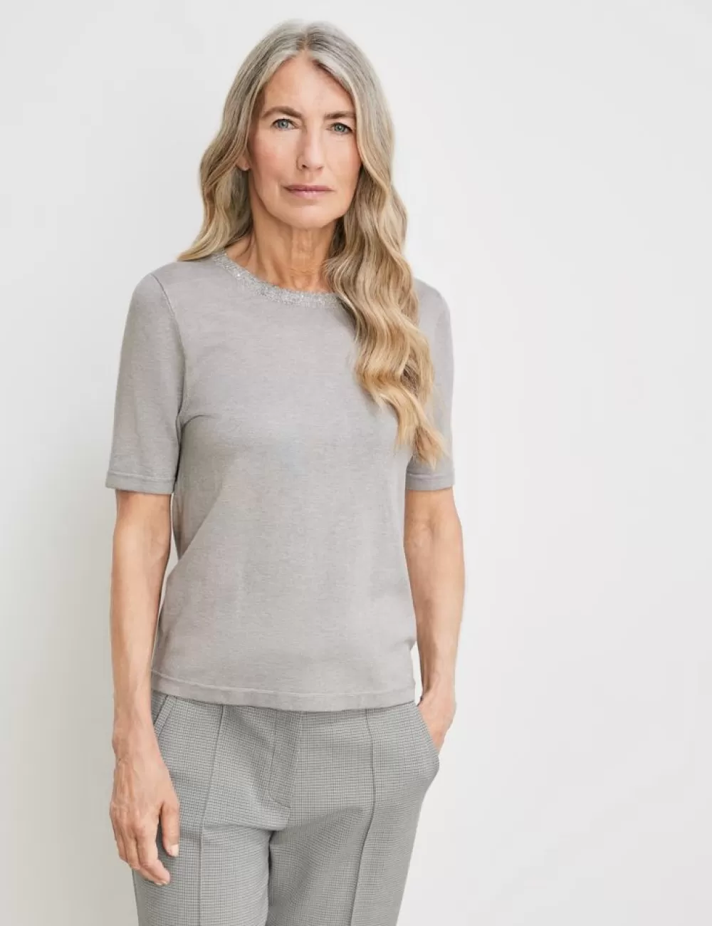 GERRY WEBER Sweter Z Krotkim Rekawem Z Lureksowymi Detalami Best Sale