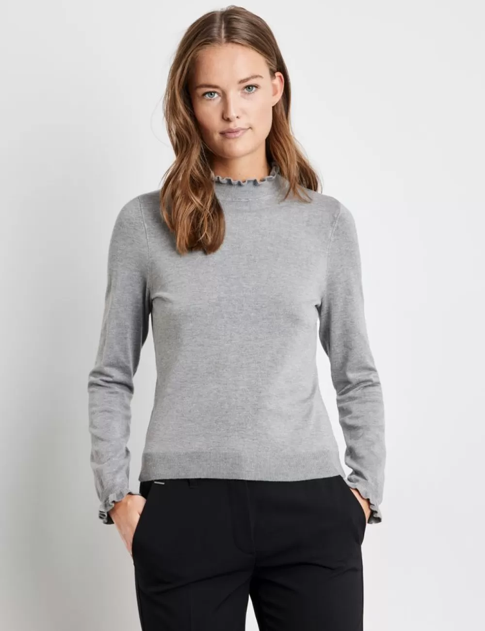 TAIFUN Sweter Ze Stojka I Rekawami Z Falista Krawedzia Shop