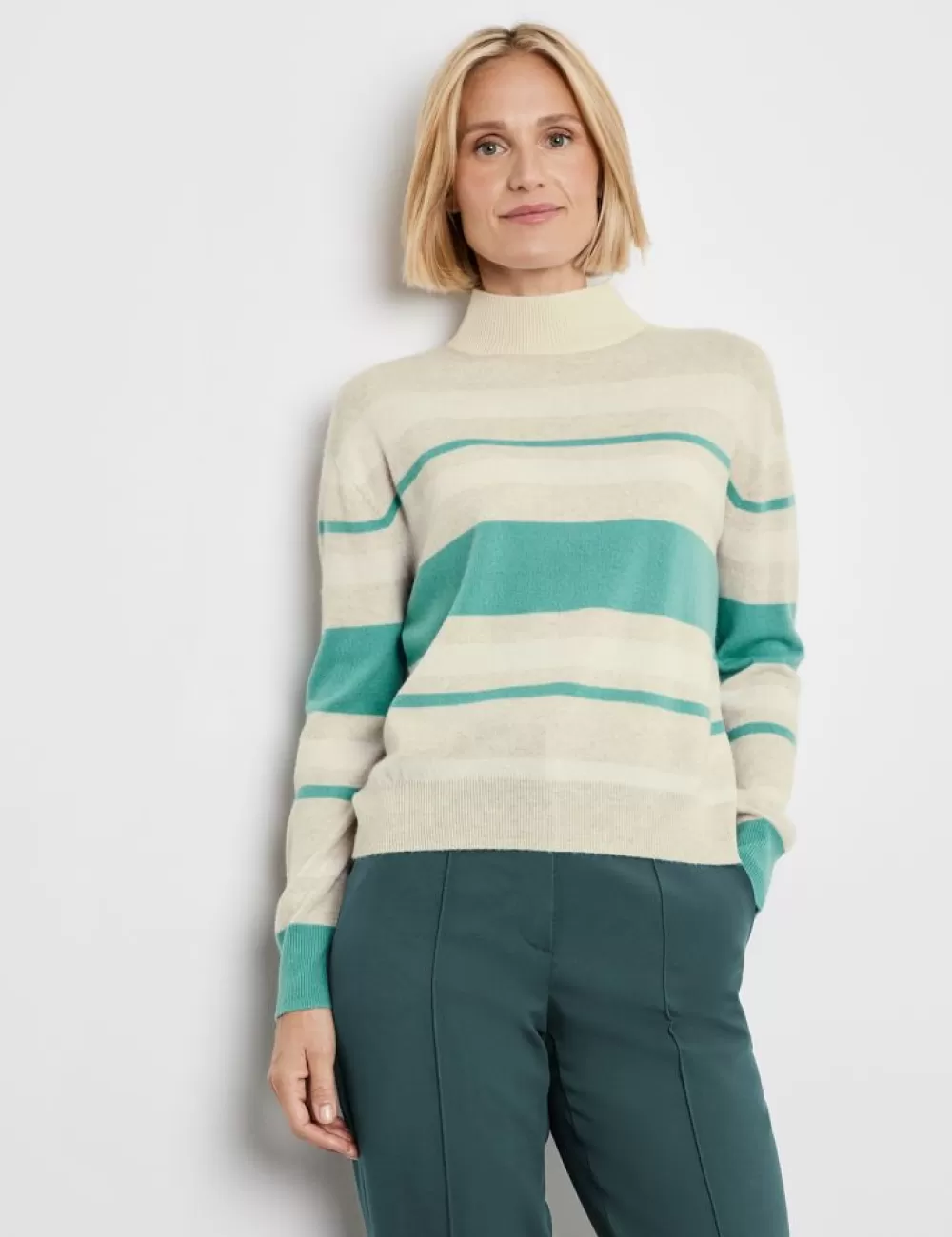 GERRY WEBER Welniany Sweter W Paski Z Polgolfem Store