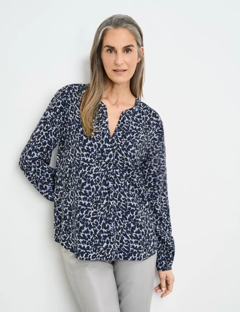 GERRY WEBER Wzorzysta Bluzka Z Plisa Z Przodu Flash Sale