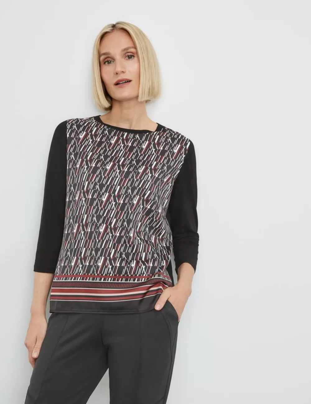 GERRY WEBER Wzorzysta Koszulka Z Rekawem 3/4 Z Roznych Materialow Best Sale